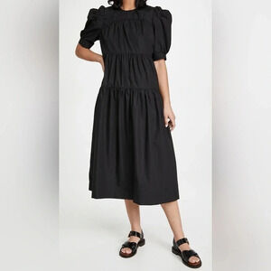 En Saison Poplin midi maxi dress tiered puff short sleeves modest hill house